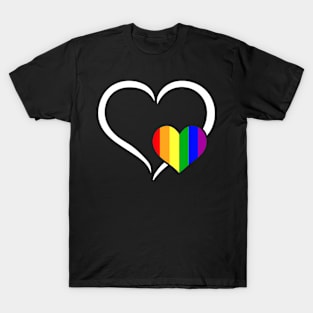 Heart  Flag LGBT-Q Cool Gay Pride Ally Equality T-Shirt